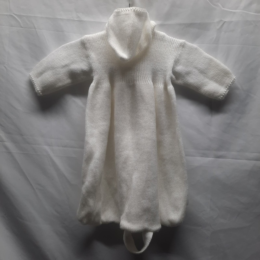 RN Custom Knit creamy white & ribbon car seat hooded baby sack see measurements